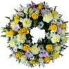 Loose Wreath in Yellows White and Pink